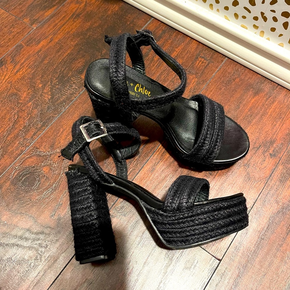 Block Heel Woven Heels